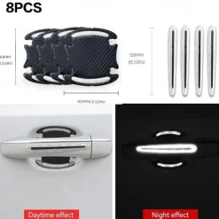 StarFire 4pcs/8pcs Universal Door Handle Sticker 3D Carbon Fiber Car Door Handle Paint Scratch Protector Sticker Stonego Auto Door Handle Scratch Cover