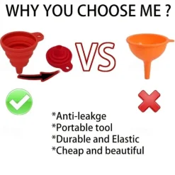 StarFire Portable Collapsible Car Silicone Funnel Long Neck Funnel Silicone Folding Funnel Small Funnel