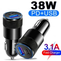 StarFire 38W USB Car Charger Quick Charge 3.0 Type-C Fast Charging Phone Adapter For IPhone 14 13 12 11 Pro Max For Redmi/Huawei/Samsung