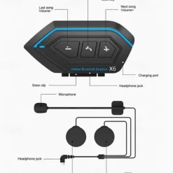 StarFire X6 Helmet Headset Motorbike Interphone Motorcycle BT-compatible Intercom Stereo Headset For Cell Phone