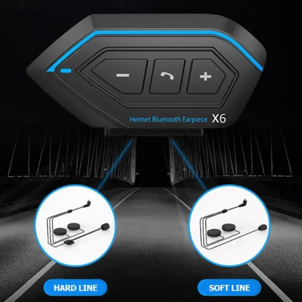 StarFire X6 Helmet Headset Motorbike Interphone Motorcycle BT-compatible Intercom Stereo Headset For Cell Phone