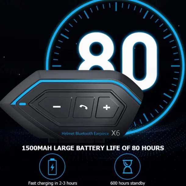 StarFire X6 Helmet Headset Motorbike Interphone Motorcycle BT-compatible Intercom Stereo Headset For Cell Phone