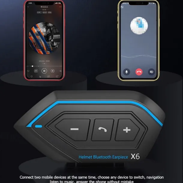 StarFire X6 Helmet Headset Motorbike Interphone Motorcycle BT-compatible Intercom Stereo Headset For Cell Phone