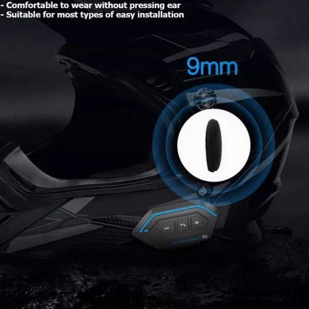 StarFire X6 Helmet Headset Motorbike Interphone Motorcycle BT-compatible Intercom Stereo Headset For Cell Phone