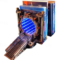 Stargate Bookends Ornaments Table Lamps Gifts LED Lighted Portal Bookends Two-Way Galaxy Door