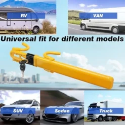 Steering Wheel Lock Anti Theft Car Device Steering Wheel Lock Anti-Theft Device Adjustable Length Clamp Double Row Atom Keys Steering Lock Car Steering Wheel Lock Heavy Duty Secure Device