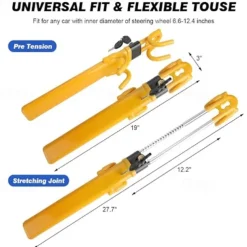 Steering Wheel Lock Anti Theft Car Device Steering Wheel Lock Anti-Theft Device Adjustable Length Clamp Double Row Atom Keys Steering Lock Car Steering Wheel Lock Heavy Duty Secure Device