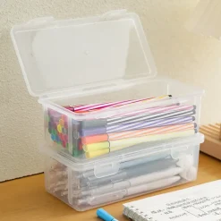 Storage Box Transparent Pencil Case Large Capacity Desktop Organized Double-layer Glasses Case Multi-function Stationery Box