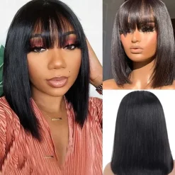 Straight Bob Human Hair Full Mechanism Wig Short BOBO Wig Straight Hair For Black Women