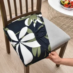 Stretch Dining Chair Seat Covers Set Soft Removable Washable Seat Covers for Dining Chairs, Dining Room Seat Cover Slipcover Protector