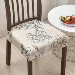 Stretch Dining Chair Seat Covers Set Soft Removable Washable Seat Covers for Dining Chairs, Dining Room Seat Cover Slipcover Protector