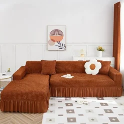 Stretch Sofa Cover Slipcover Jacquard Elastic Sectional Couch Armchair Loveseat 4 or 4 or 3 Seater Burgundy Red L Shape White Grey Black Plain Solid Color Soft Durable Washable(1 Free Cushion Cover)