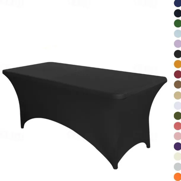 Stretch Spandex Table Cover for Standard Folding Tables - Universal Rectangular Fitted Tablecloth Protector for Wedding, Banquet and Party