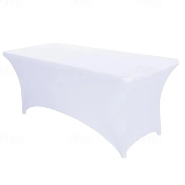 Stretch Spandex Table Cover for Standard Folding Tables - Universal Rectangular Fitted Tablecloth Protector for Wedding, Banquet and Party