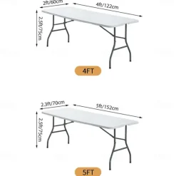 Stretch Spandex Table Cover for Standard Folding Tables - Universal Rectangular Fitted Tablecloth Protector for Wedding, Banquet and Party