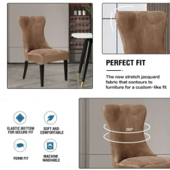 Stretch Svelvet Chair Cover High Back Dining Chair Cover Household Simple One-Piece Chair Set Hotel Chair Set Stool Cover