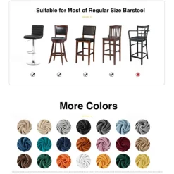 Stretch Velvet Bar Stool Cover Burgundy Counter Height Pub Chair Slipcover for Dining Room Cafe Non Slip with Elastic BottomThick Soft Style