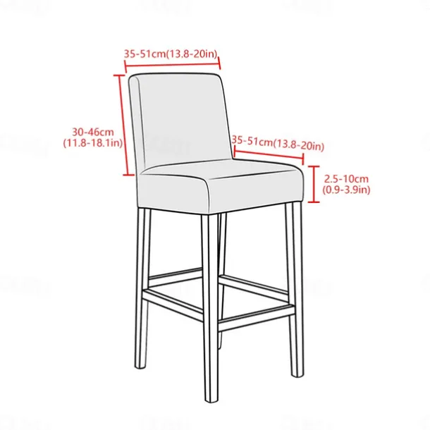 Stretch Velvet Bar Stool Cover Burgundy Counter Height Pub Chair Slipcover for Dining Room Cafe Non Slip with Elastic BottomThick Soft Style