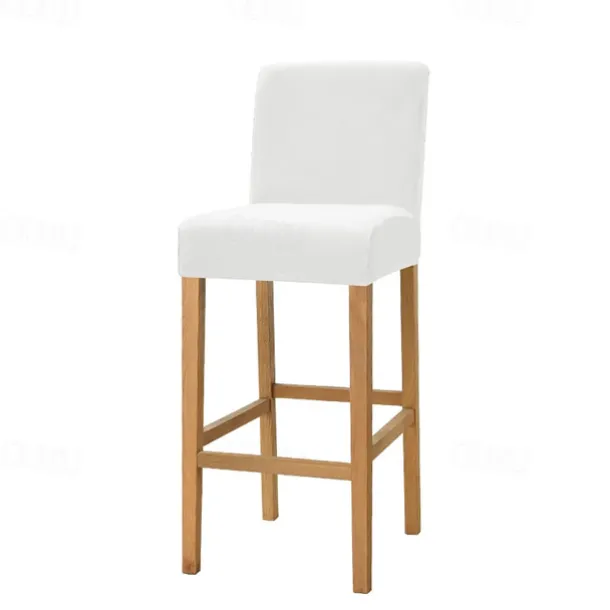 Stretch Velvet Bar Stool Cover Burgundy Counter Height Pub Chair Slipcover for Dining Room Cafe Non Slip with Elastic BottomThick Soft Style