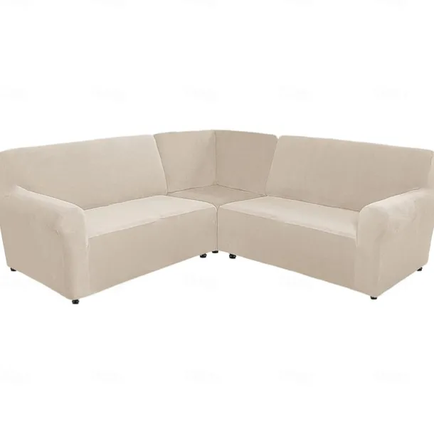 Stretch velvet 5-seater L-shaped sofa cover Solid color all-inclusive private seat pie corner L-shaped sofa cover