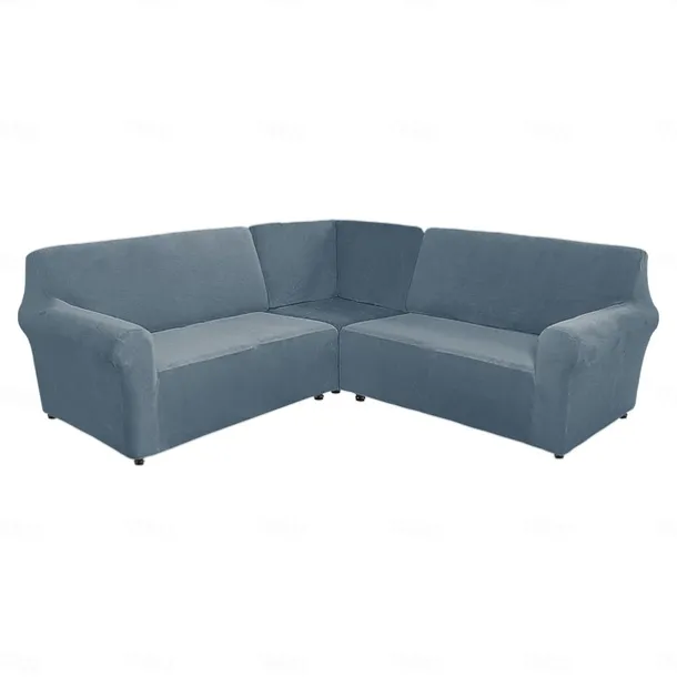 Stretch velvet 5-seater L-shaped sofa cover Solid color all-inclusive private seat pie corner L-shaped sofa cover