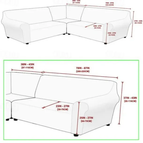 Stretch velvet 5-seater L-shaped sofa cover Solid color all-inclusive private seat pie corner L-shaped sofa cover