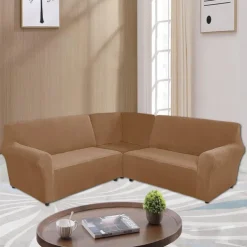 Stretch velvet 5-seater L-shaped sofa cover Solid color all-inclusive private seat pie corner L-shaped sofa cover
