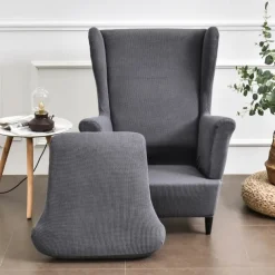 Stretch Wing Chair Slipcover with Seat Cover Spandex Sofa Covers Wingback Armchair Covers Solid Furniture Protector for Living Room Strandmon Chair Cover