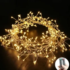 String Lights 3M 6M USB Remote Control Copper Wire LED Firecracker String Lights 100LEDs 200LEDs Firecracker Fairy Light For Christmas Wedding Holiday Party Home Decoration