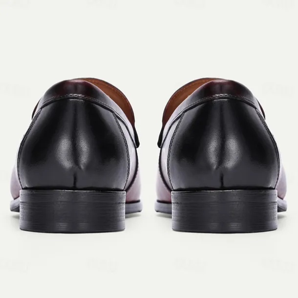 Stylish Burgundy Leather Loafers with Hand-Stitched Brogue Detail for Men | Perfect for Casual and Business Casual