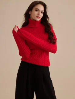 Stylish Cable Knit Turtleneck Sweater