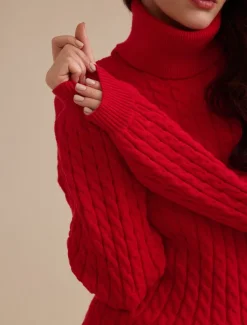 Stylish Cable Knit Turtleneck Sweater