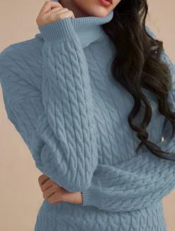 Stylish Cable Knit Turtleneck Sweater