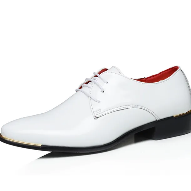 Stylish Men's Red Patent Leather Oxford Shoes - Perfect for Formal Events and Stylish Outings