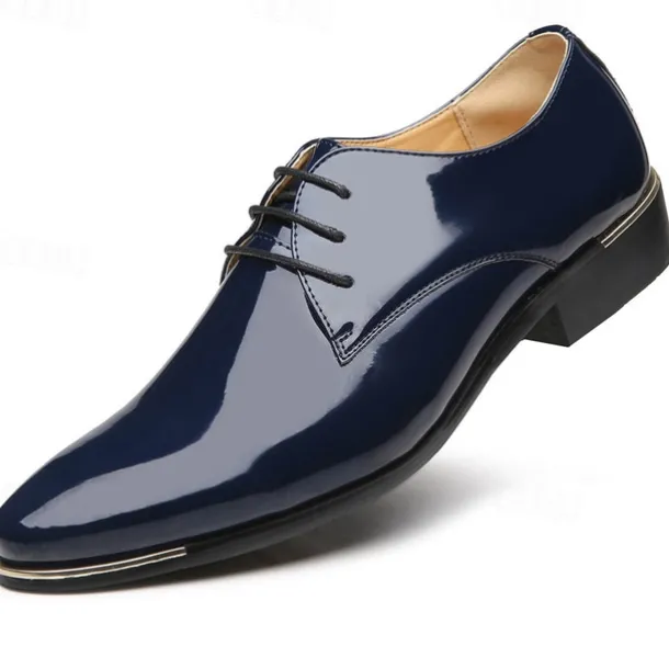 Stylish Men's Red Patent Leather Oxford Shoes - Perfect for Formal Events and Stylish Outings