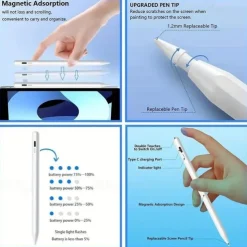 Stylus Pen For Touch IPad IPhone Apple Pencil Pen With Palm Rejection Rechargeable Active Stylus Pen Digital Stylus Pencil For Writing Drawing Pen