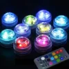 Submersible LED Lights 10pcs LED RGB Waterproof Underwater Light Remote Controller Outdoor Battery Submersible Light For Wedding Tub Pond Pool Bathtub Aquarium Party Vase Decoration