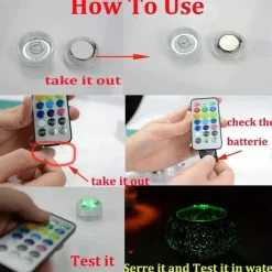 Submersible LED Lights 10pcs LED RGB Waterproof Underwater Light Remote Controller Outdoor Battery Submersible Light For Wedding Tub Pond Pool Bathtub Aquarium Party Vase Decoration