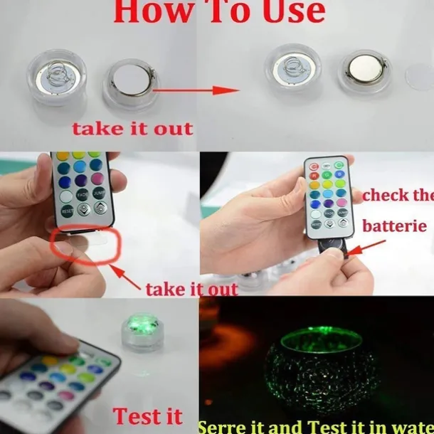 Submersible LED Lights 10pcs LED RGB Waterproof Underwater Light Remote Controller Outdoor Battery Submersible Light For Wedding Tub Pond Pool Bathtub Aquarium Party Vase Decoration