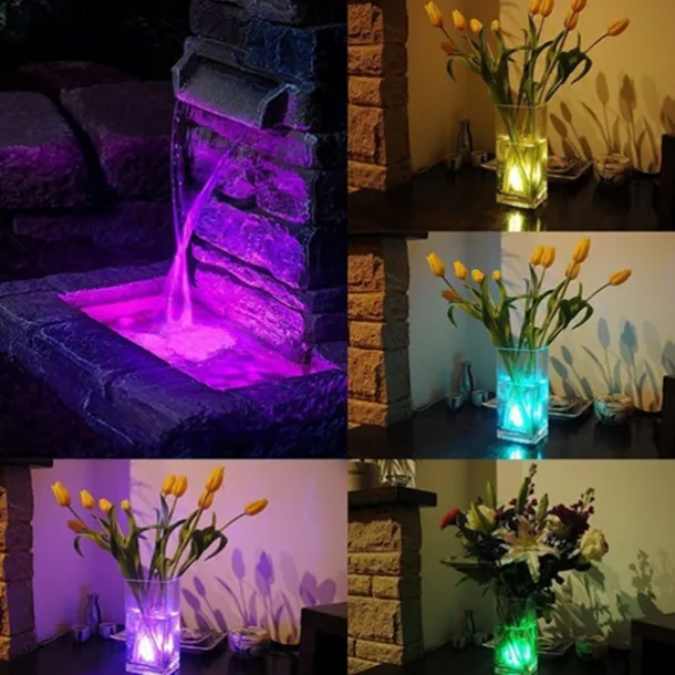 Submersible LED Lights 10pcs LED RGB Waterproof Underwater Light Remote Controller Outdoor Battery Submersible Light For Wedding Tub Pond Pool Bathtub Aquarium Party Vase Decoration