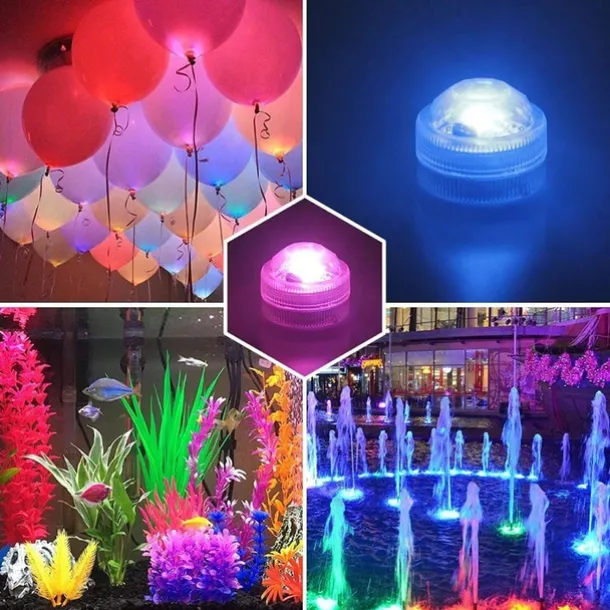Submersible LED Lights 10pcs LED RGB Waterproof Underwater Light Remote Controller Outdoor Battery Submersible Light For Wedding Tub Pond Pool Bathtub Aquarium Party Vase Decoration