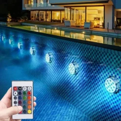Submersible LED Pool Light, RGB Color Changing 13-LED Magnetic - Wireless Remote Control, Waterproof for Pool, Aquarium, Bathtub Decor, Parties, Holidays, Garden Fountain