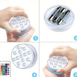 Submersible LED Pool Light, RGB Color Changing 13-LED Magnetic - Wireless Remote Control, Waterproof for Pool, Aquarium, Bathtub Decor, Parties, Holidays, Garden Fountain