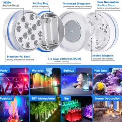Submersible Lights 13 Leds Pool Pond Light RGB with Remote Underwater Night Light IP68 Magnet Bright Lamp for Pond Aquarium new 2022