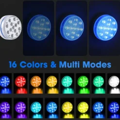 Submersible Lights 13 Leds Pool Pond Light RGB with Remote Underwater Night Light IP68 Magnet Bright Lamp for Pond Aquarium new 2022