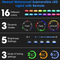 Submersible Lights 13 Leds Pool Pond Light RGB with Remote Underwater Night Light IP68 Magnet Bright Lamp for Pond Aquarium new 2022
