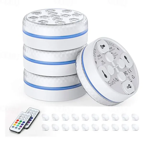 Submersible Lights Outdoor 4pcs 2pcs 1pcs News 16 Colors Submersible 13 LED Light with Suction Cup for Outdoor Pond Fountain Vase Garden Swimming Pool Underwater Night Lamp