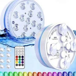 Submersible Lights Outdoor 4pcs 2pcs 1pcs News 16 Colors Submersible 13 LED Light with Suction Cup for Outdoor Pond Fountain Vase Garden Swimming Pool Underwater Night Lamp