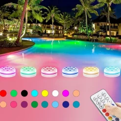 Submersible Lights Outdoor 4pcs 2pcs 1pcs News 16 Colors Submersible 13 LED Light with Suction Cup for Outdoor Pond Fountain Vase Garden Swimming Pool Underwater Night Lamp