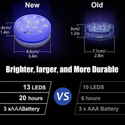 Submersible Lights Outdoor 4pcs 2pcs 1pcs News 16 Colors Submersible 13 LED Light with Suction Cup for Outdoor Pond Fountain Vase Garden Swimming Pool Underwater Night Lamp